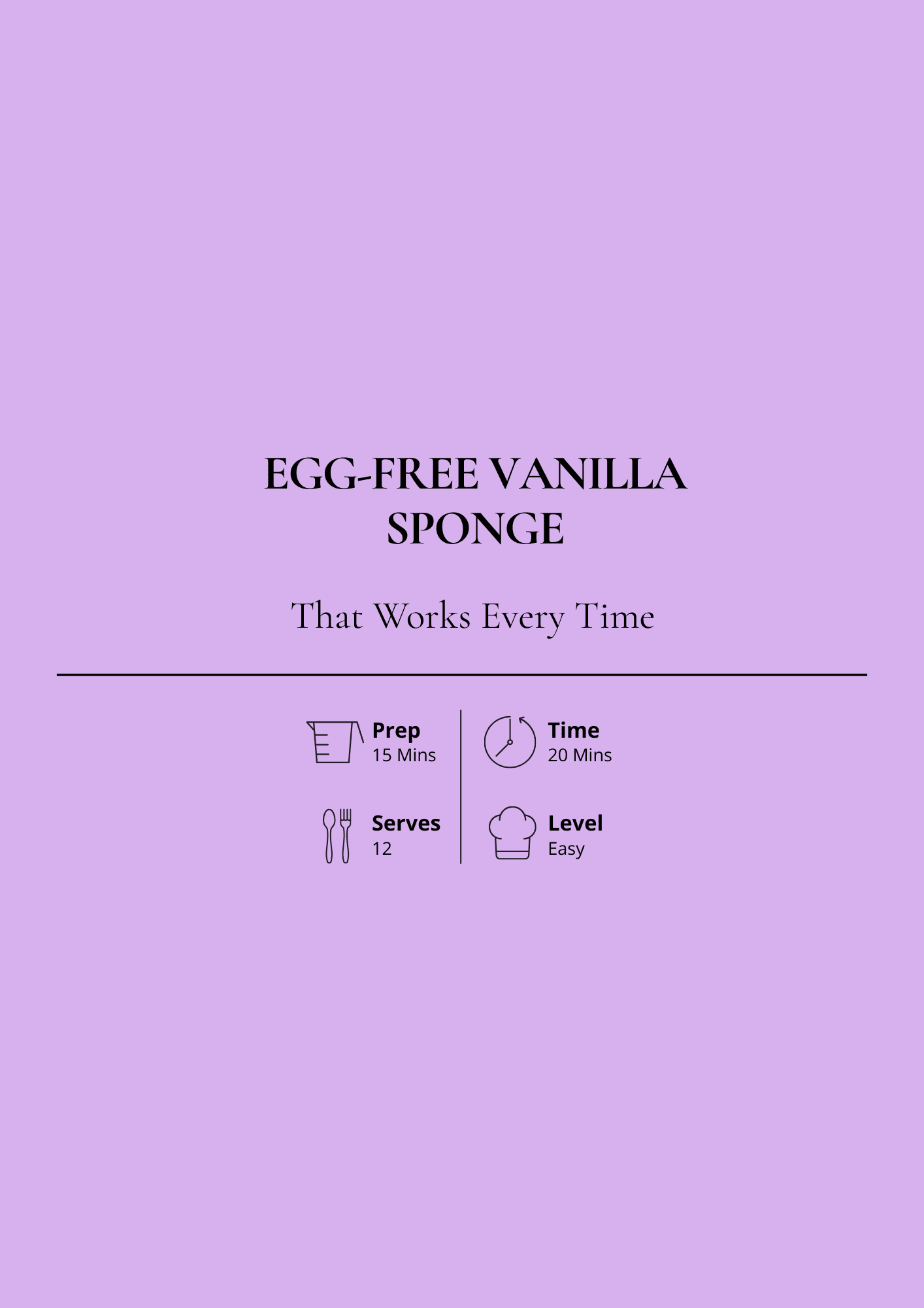 Egg Free Vanilla Sponge Recipe Card